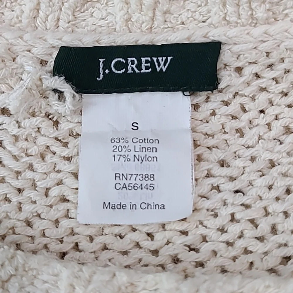 J. CREW Women's Cream Cotton / Lin / Nylon Long Sleeve Sweater‎ - Size Small